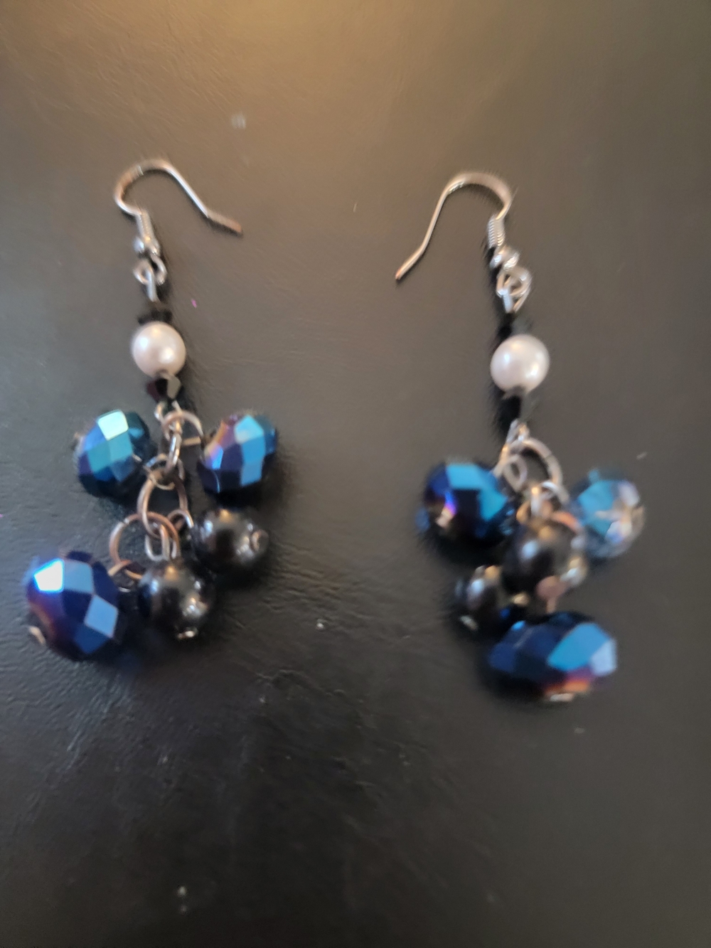 Chicos Blue/Black Bead Cluster Dangle Earrings - Women Jewelry